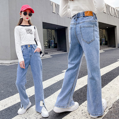 Pantalones Acampanados con Corte Dividido para Niños Grandes - Skinny Stretch