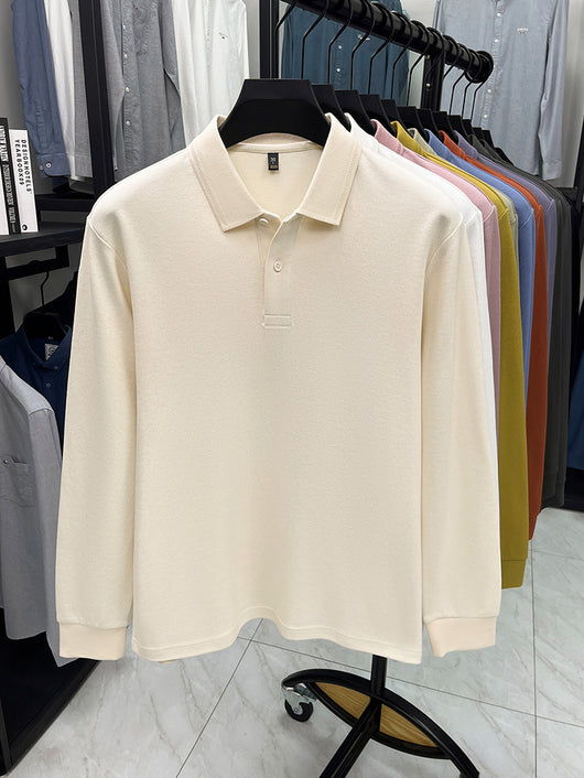 Polo de Algodón Mercerizado Manga Larga para Hombre - Ropa Casual Primavera Otoño - Image 28