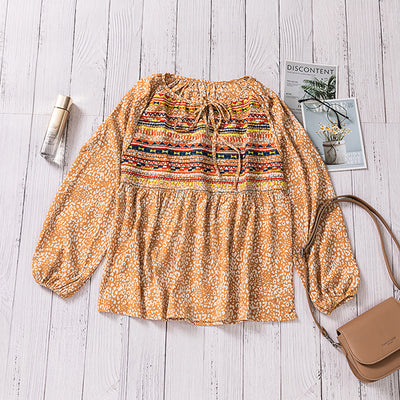 Blusa de Gasa Bordada con Cuello Redondo y Mangas Farol - Image 4