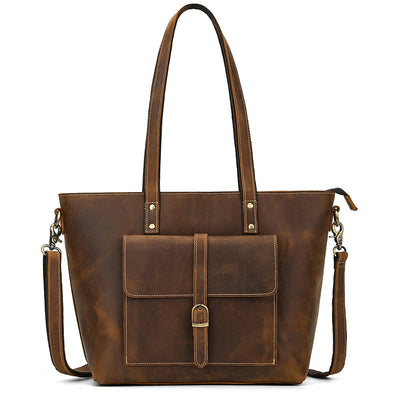Bolso Tote de Cuero Crazy Horse Gran Capacidad - Image 13