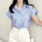Blusa Casual con Cuello Solapa y Diseño de Gancho Oculto