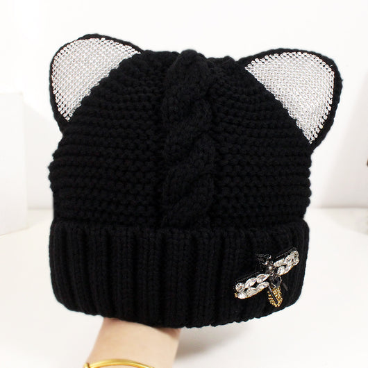 Gorro de Punto con Orejas de Gato y Brillantes - Image 2