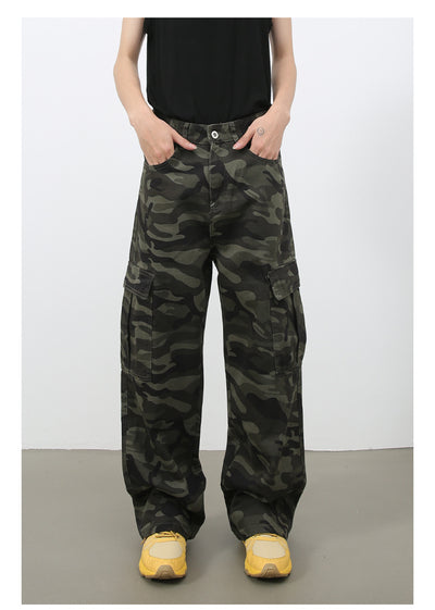 Pantalones Vaqueros Cargo Retro Camuflaje con Bolsillos Grandes - Image 9