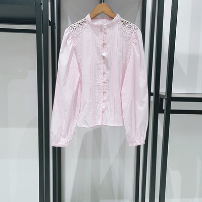 Conjunto Romántico de Blusa con Encaje y Falda Short Tableada Doble Volante - Image 3