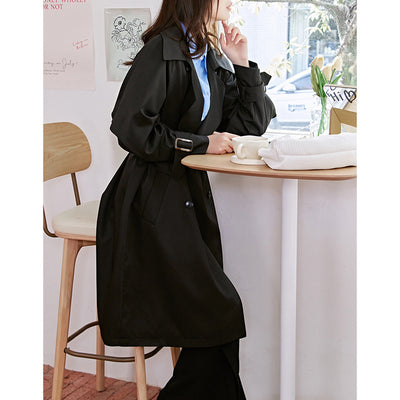 Gabardina Clásica Británica Retro de Largo Medio para Mujer
