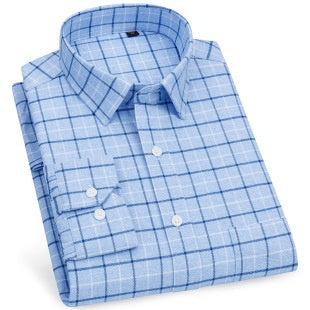 Camisa de Cuadros Algodón Peinado Manga Larga para Hombre - Casual Profesional Otoño Invierno - Image 9