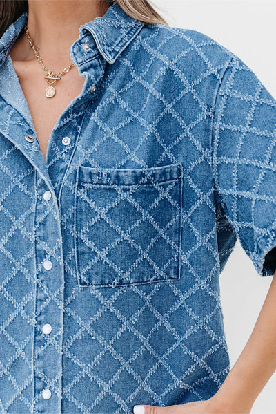 Camisa de Mezclilla con Estampado Cuadros para Mujer - Image 11