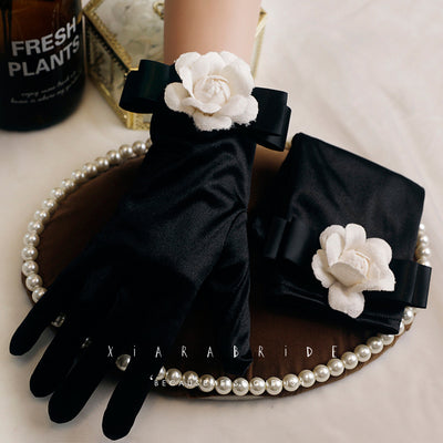 Vestido de Noche Negro Estilo Audrey Hepburn con Guantes Mariposa Retro - Image 10
