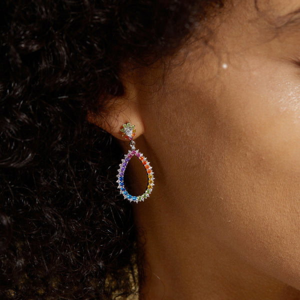 Aretes de Circonita Multicolor para Mujer