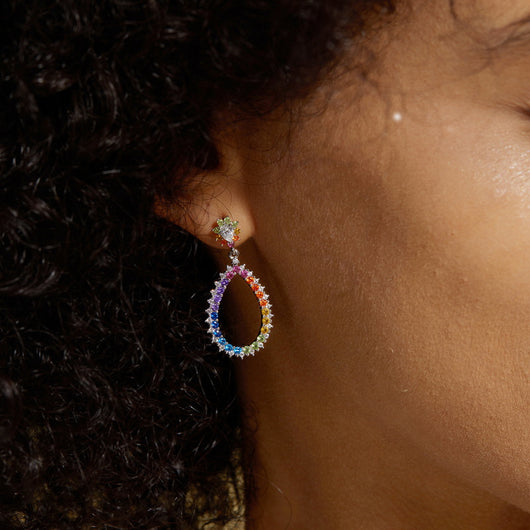 Aretes de Circonita Multicolor para Mujer