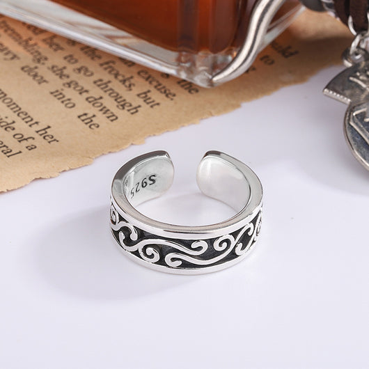 Anillo de Plata Esterlina con Diseño de Espina Retro para Hombre - Image 6