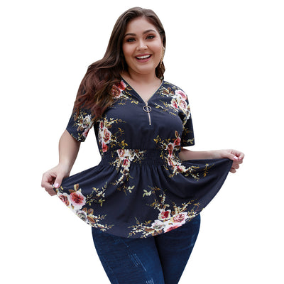 Blusa Estampada Escote V Talla Grande - Image 13