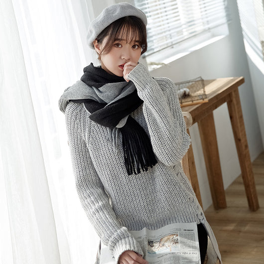 Bufanda Cachemir Unisex Coreana - Diseño Bicolor Elegante - Image 17