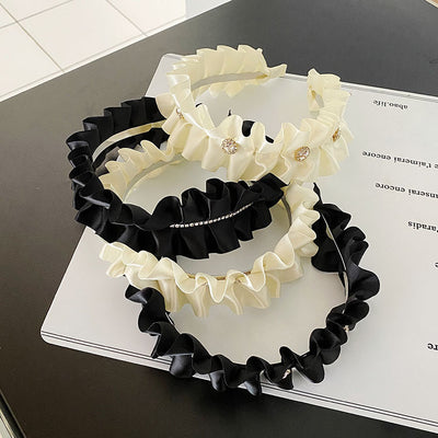 Diadema Plisada de Satén Premium Negro Ancho - Image 40