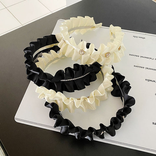 Diadema Plisada de Satén Premium Negro Ancho - Image 40