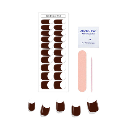 Pegatinas de Uñas Gel Francés Semicocidas Impermeables Color Sólido - Image 14