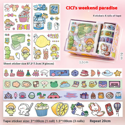 Set de Stickers Adhesivos Infantiles con Diseños Animados y Cinta Decorativa - Image 12