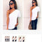 Blusa Blanca Asimétrica de Un Hombro para Mujer