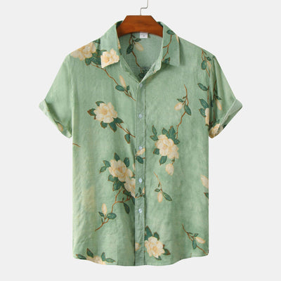 Camisa Retro Holgada de Manga Corta para Hombre Talla Grande - Image 11
