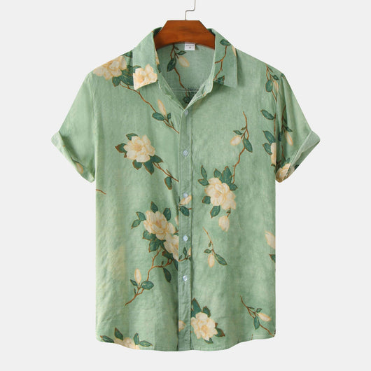 Camisa Retro Holgada de Manga Corta para Hombre Talla Grande - Image 11