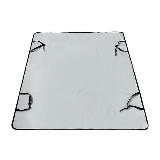 Pink car pet mat with white paw print and bone patterns, featuring black straps for securing to a rear seat. - Image 12