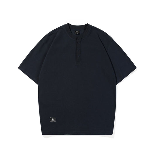 Playera Cuello Henley Básica de Color Sólido para Verano - Image 6