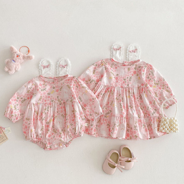 Mameluco Floral para Bebé Diseño Conejito