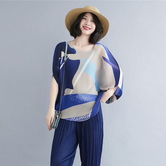 Blusa Corta de Gasa Plisada Irregular para Mujer