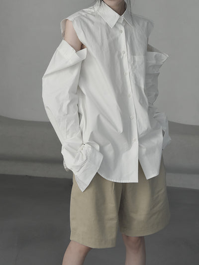 Blusa Blanca Hombros Descubiertos con Cuello Desflecado Diseño Otoñal - Image 9