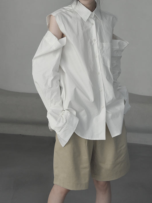 Blusa Blanca Hombros Descubiertos con Cuello Desflecado Diseño Otoñal - Image 9