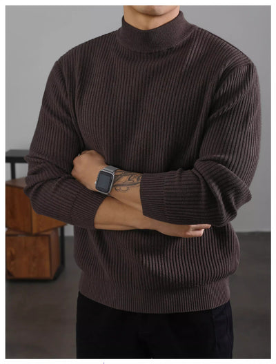 Suéter Cuello Tortuga Coreano para Hombre con Rayas Verticales - Image 22