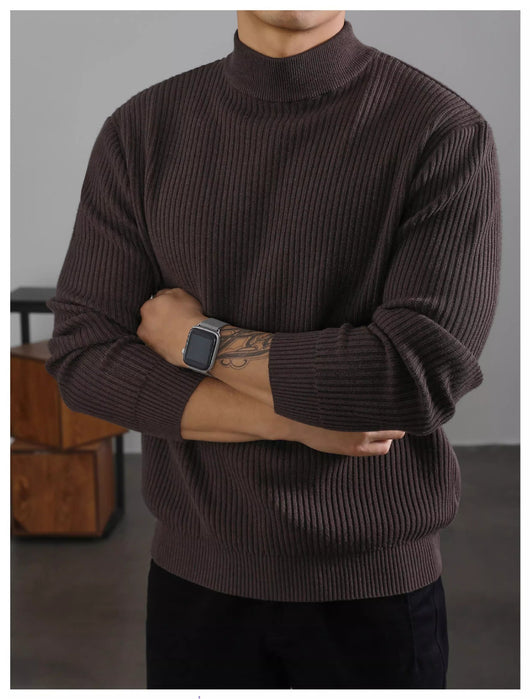 Suéter Cuello Tortuga Coreano para Hombre con Rayas Verticales - Image 22