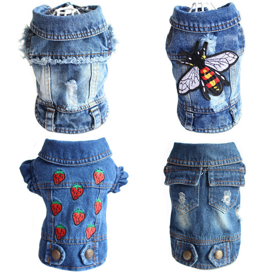 Chaleco Denim para Perros Pequeños - Abrigo de Moda Primavera para Mascotas
