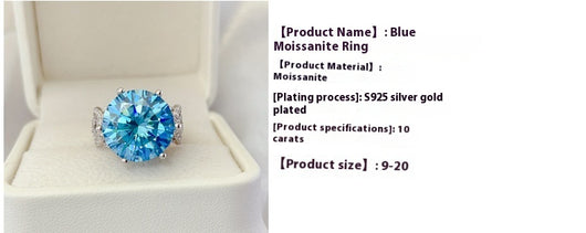 Anillo de Lujo con Moissanita Azul de 10 Quilates - Diamante Completo para Mujer - Image 7