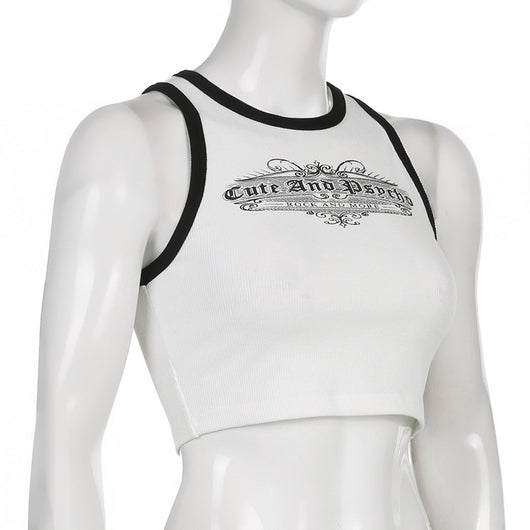 Top Cropped Estampado Alfabeto Contraste Ajustado - Image 8