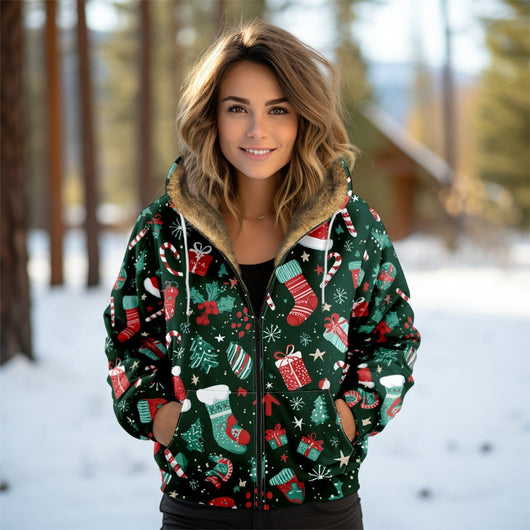 Abrigo Acolchado para Mujer con Capucha y Estampado Digital Otoño-Invierno - Image 10