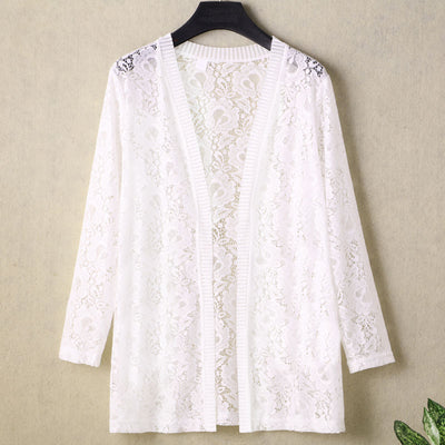 Cardigan Fino con Blusa de Encaje de Manga Larga - Image 2