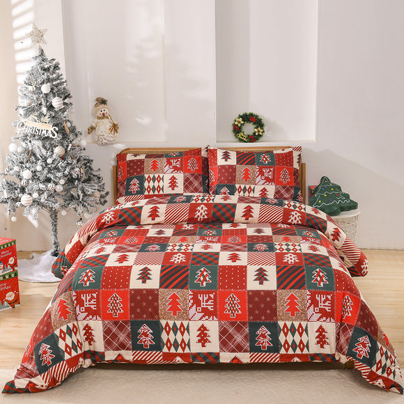 Conjunto de Tres Piezas a Cuadros Rojo Navideño