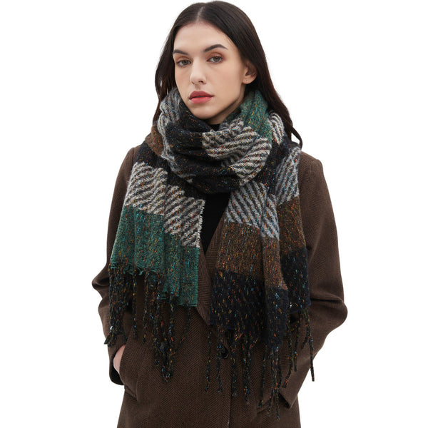 Bufanda Unisex a Rayas con Borlas - Cuello Cálido Europeo y Americano