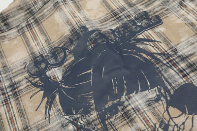 Camisa Cuadros Estilo Retro Americano con Estampado Vintage - Image 9