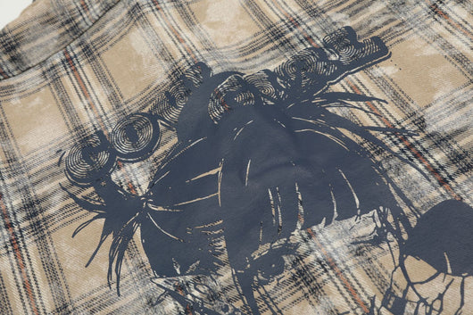 Camisa Cuadros Estilo Retro Americano con Estampado Vintage - Image 9