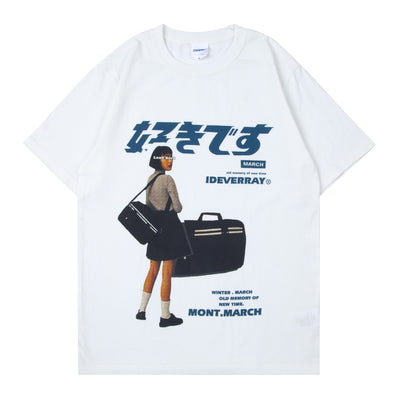 Camiseta Casual Unisex con Estampado de Pareja Desenfadada