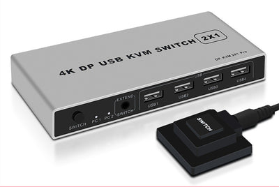 Switch KVM DisplayPort 2x1 4K 60Hz para 2 PCs