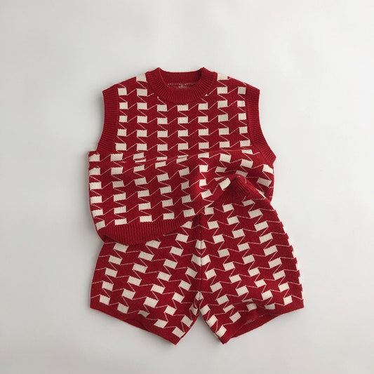 Conjunto de Suéter Tejido Coreano para Niños - Otoño e Invierno