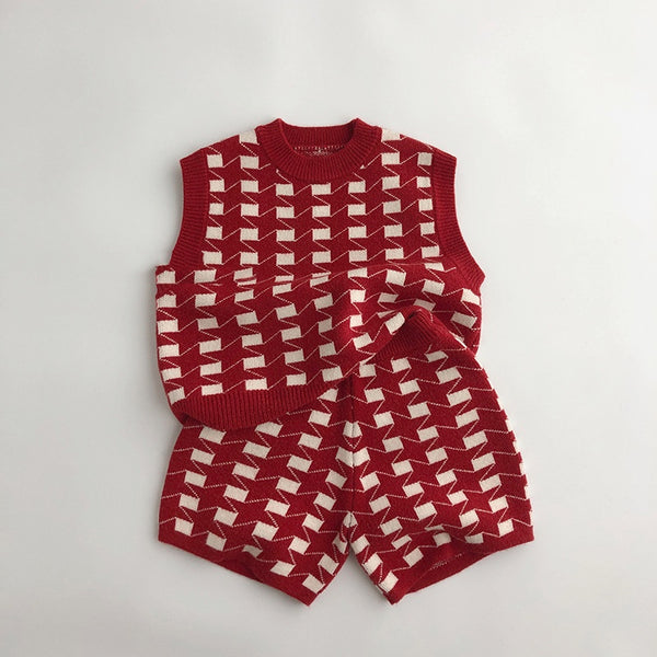 Conjunto de Suéter Tejido Coreano para Niños - Otoño e Invierno