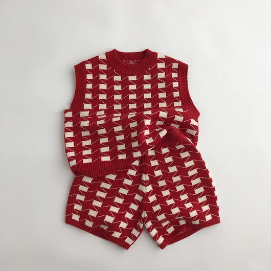 Conjunto de Suéter Tejido Coreano para Niños - Otoño e Invierno