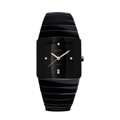 Reloj de Cuarzo Plateado con Diamantes y Carátula Cuadrada para Hombre - Image 7