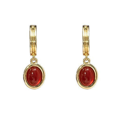Aretes Retro Ojo de Gato Rojo Estilo Francés - Image 5