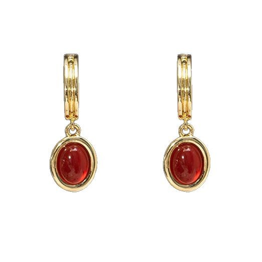 Aretes Retro Ojo de Gato Rojo Estilo Francés - Image 5
