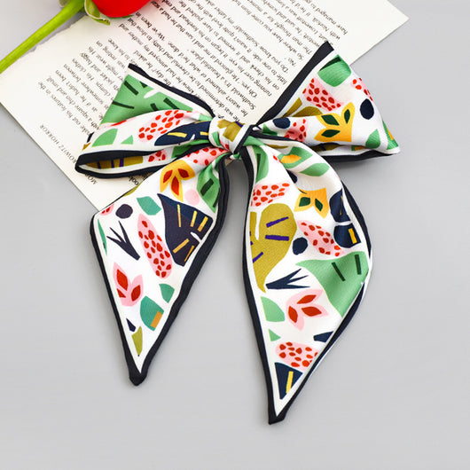 Clip Primavera para Coleta con Moño de Tela Estampada - Accesorio para Cabello Elegante - Image 9